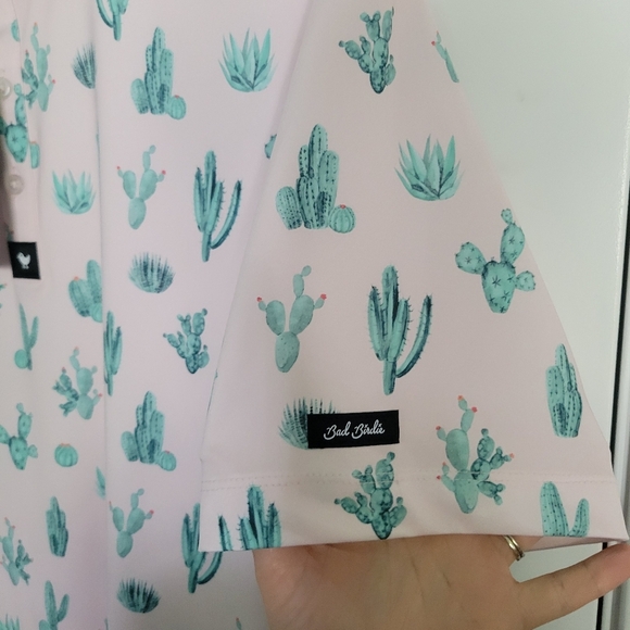 NEW Bad Birdie Core Polo Golf Shirt Mens Size Large/XL Thorn In Your Side Cactus - Picture 9 of 11